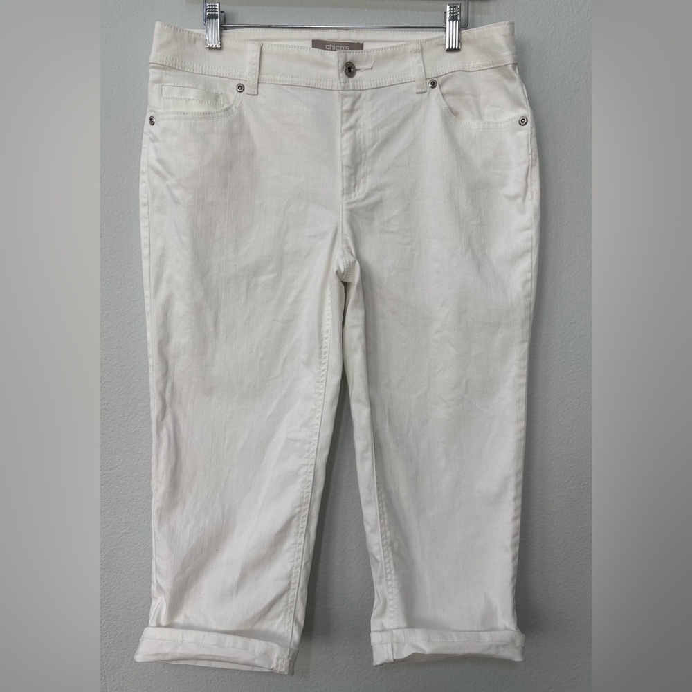 womens chicos white denim capri jeans pants - size 1.5 (medium 10)